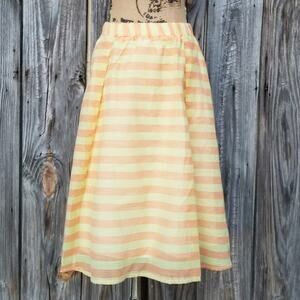 Striped Skirt Lane Bryant Plus Size 22 / 24 Yellow Orange A Line Pleated NWT